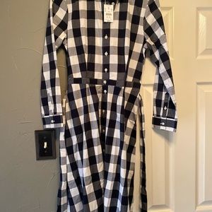 JCrew blue gingham belted dress